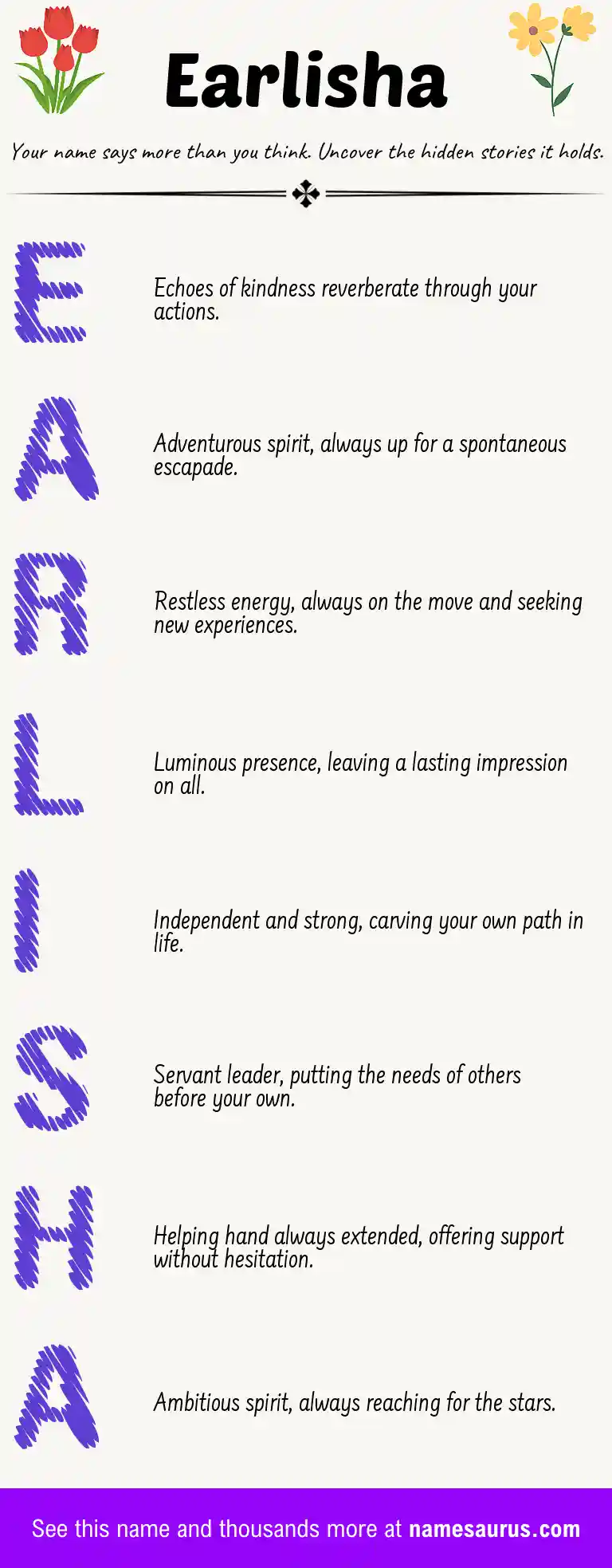 Acrostic poem about Earlisha.