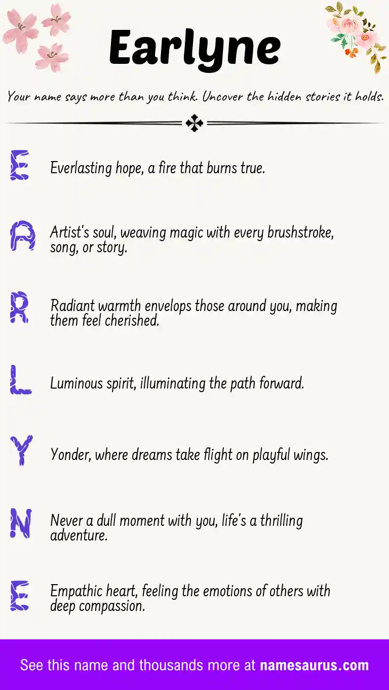 Acrostic poem about Earlyne.