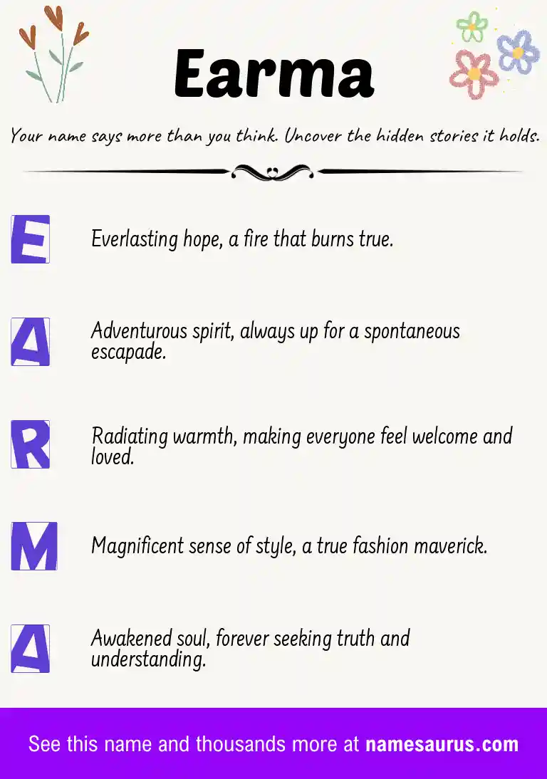 Acrostic poem about Earma.
