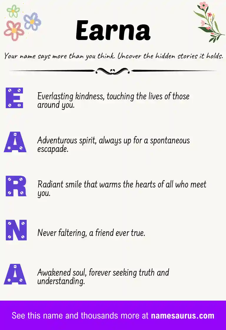 Acrostic poem about Earna.