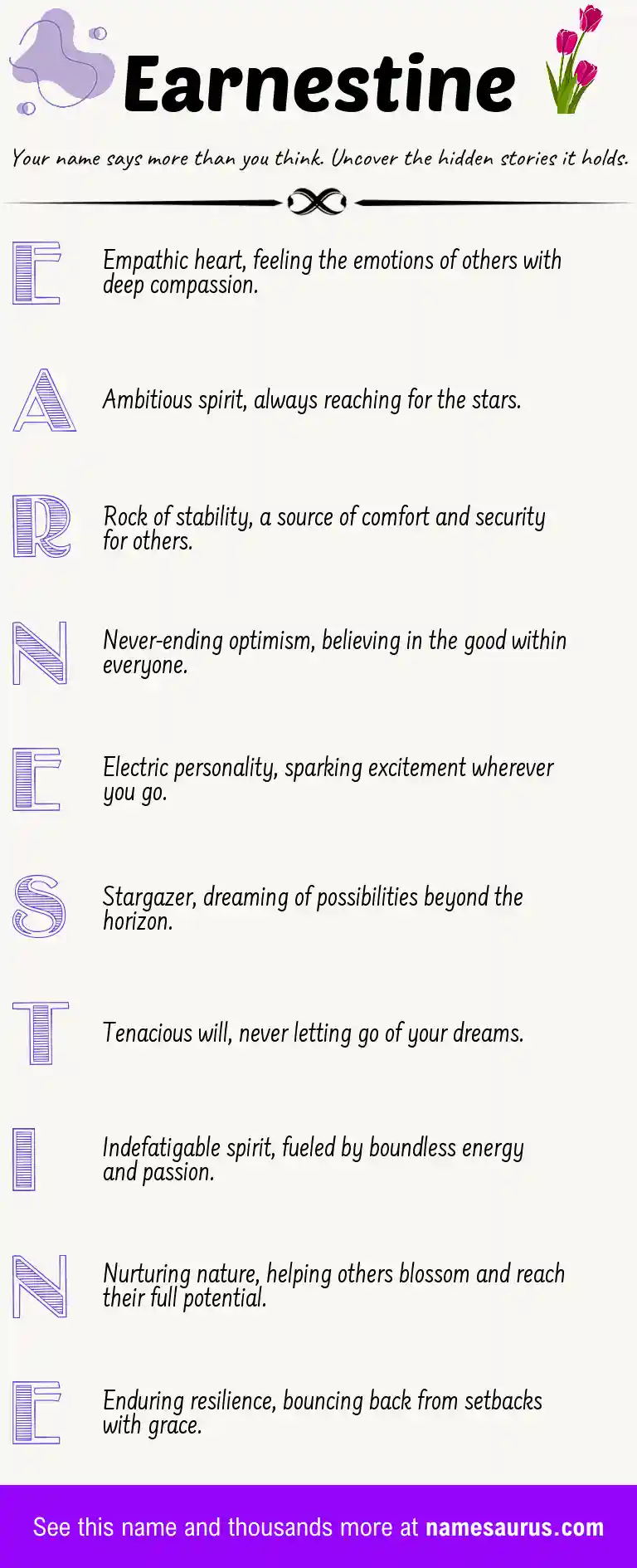 Acrostic poem about Earnestine.