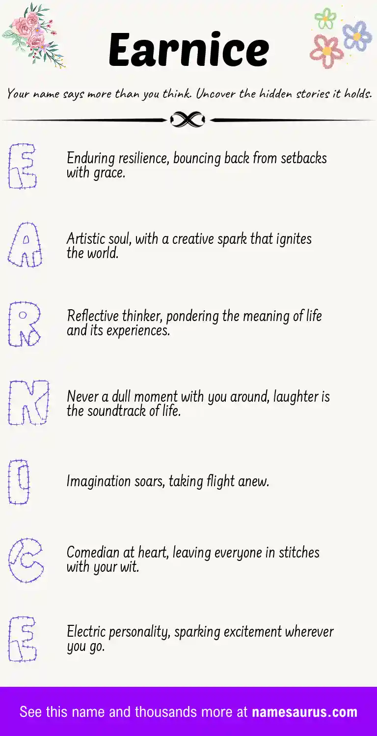 Acrostic poem about Earnice.