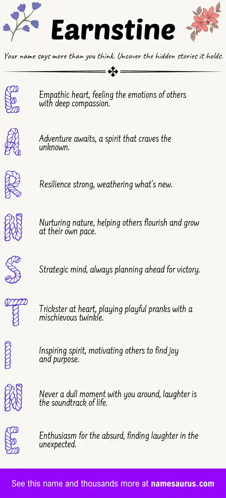 Acrostic poem about Earnstine.