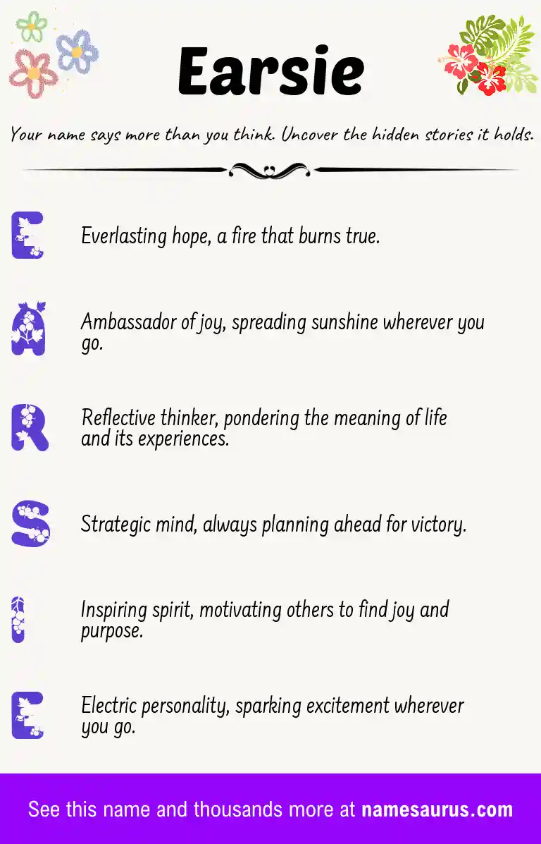 Acrostic poem about Earsie.