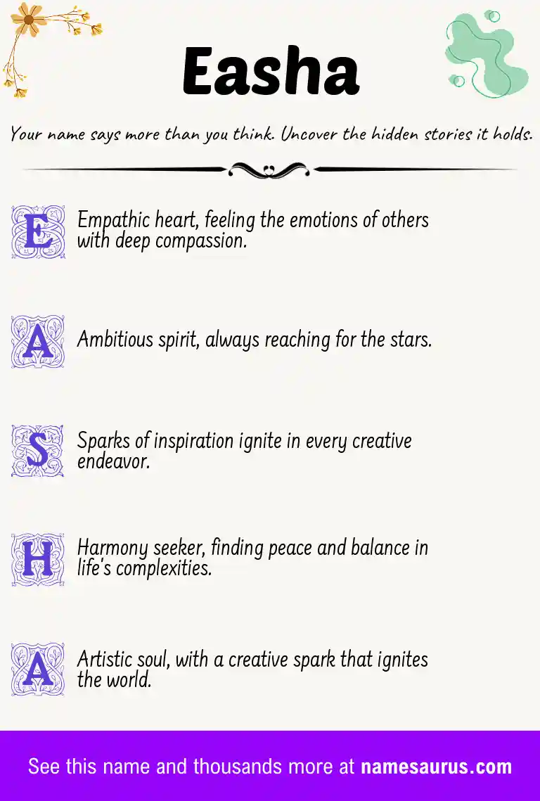 Acrostic poem about Easha.