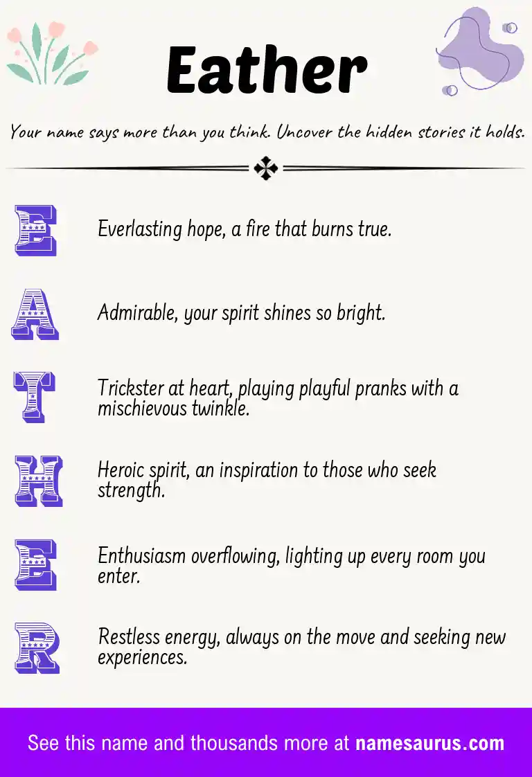 Acrostic poem about Eather.