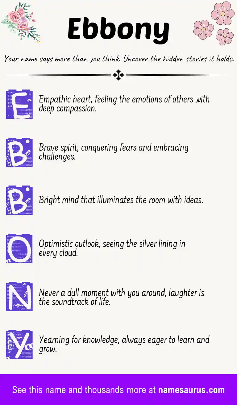 Acrostic poem about Ebbony.