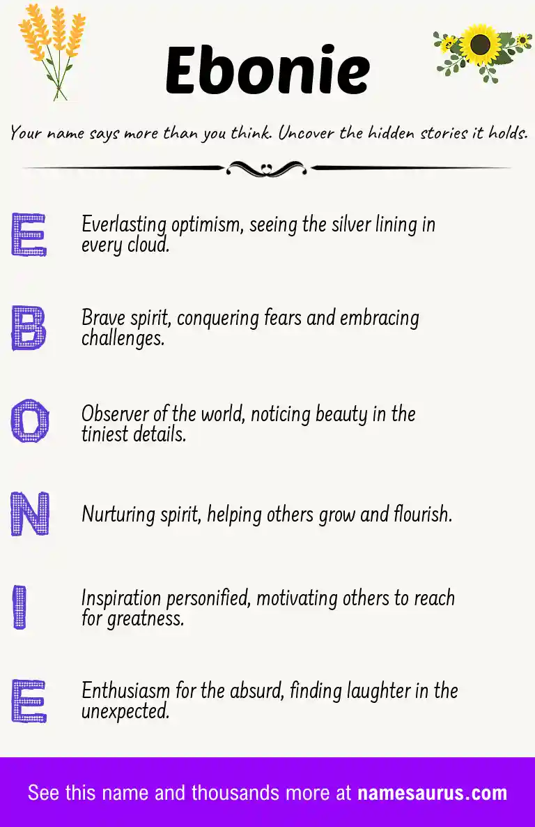 Acrostic poem about Ebonie.
