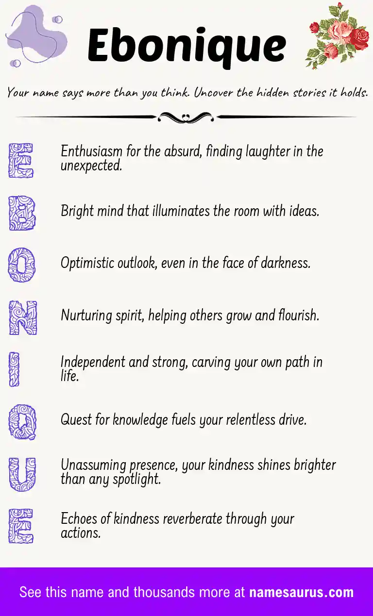 Acrostic poem about Ebonique.