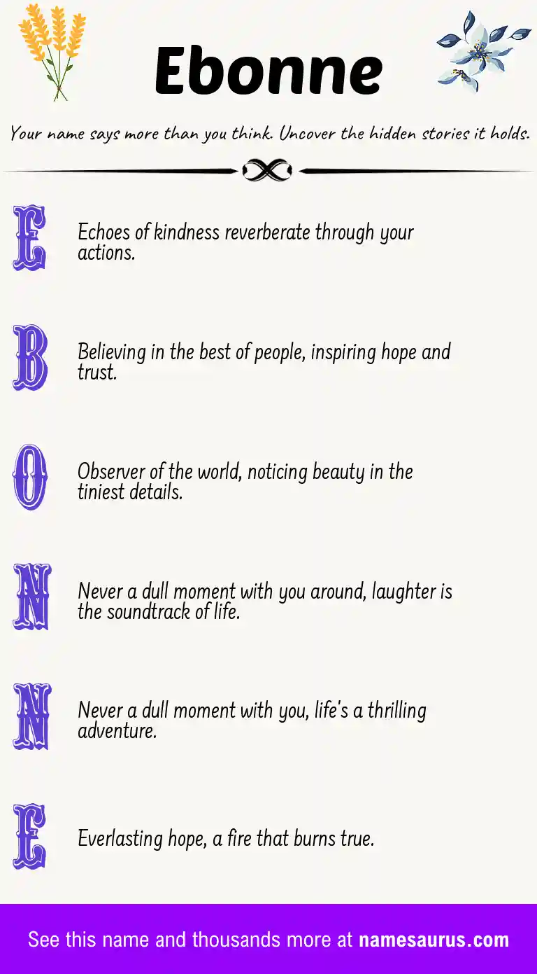 Acrostic poem about Ebonne.
