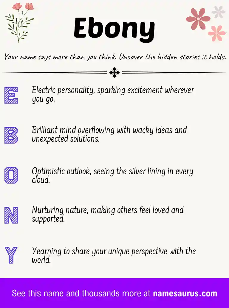 Acrostic poem about Ebony.