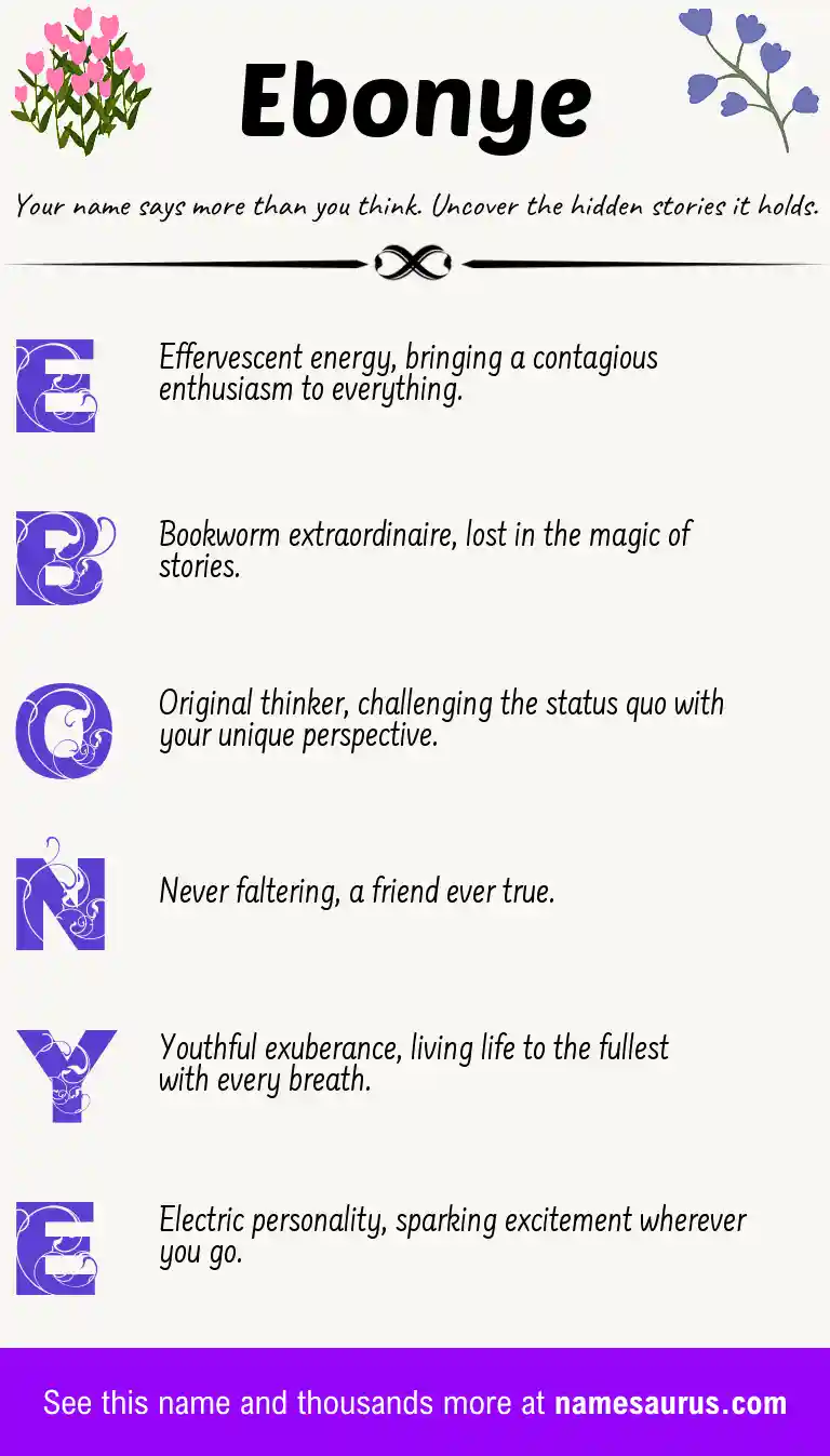 Acrostic poem about Ebonye.
