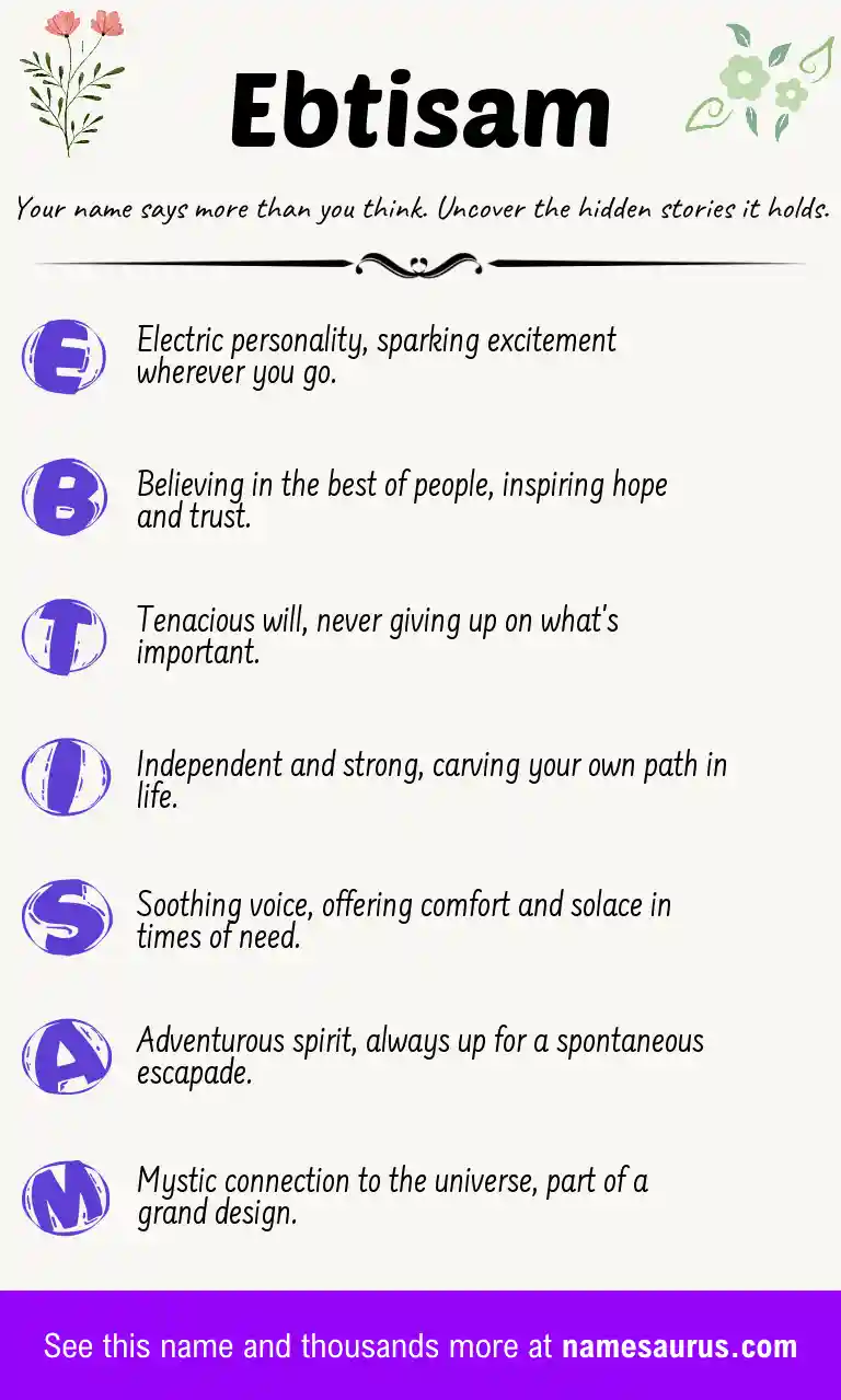 Acrostic poem about Ebtisam.