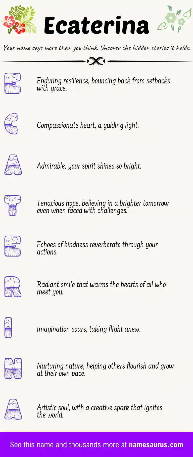 Acrostic poem about Ecaterina.