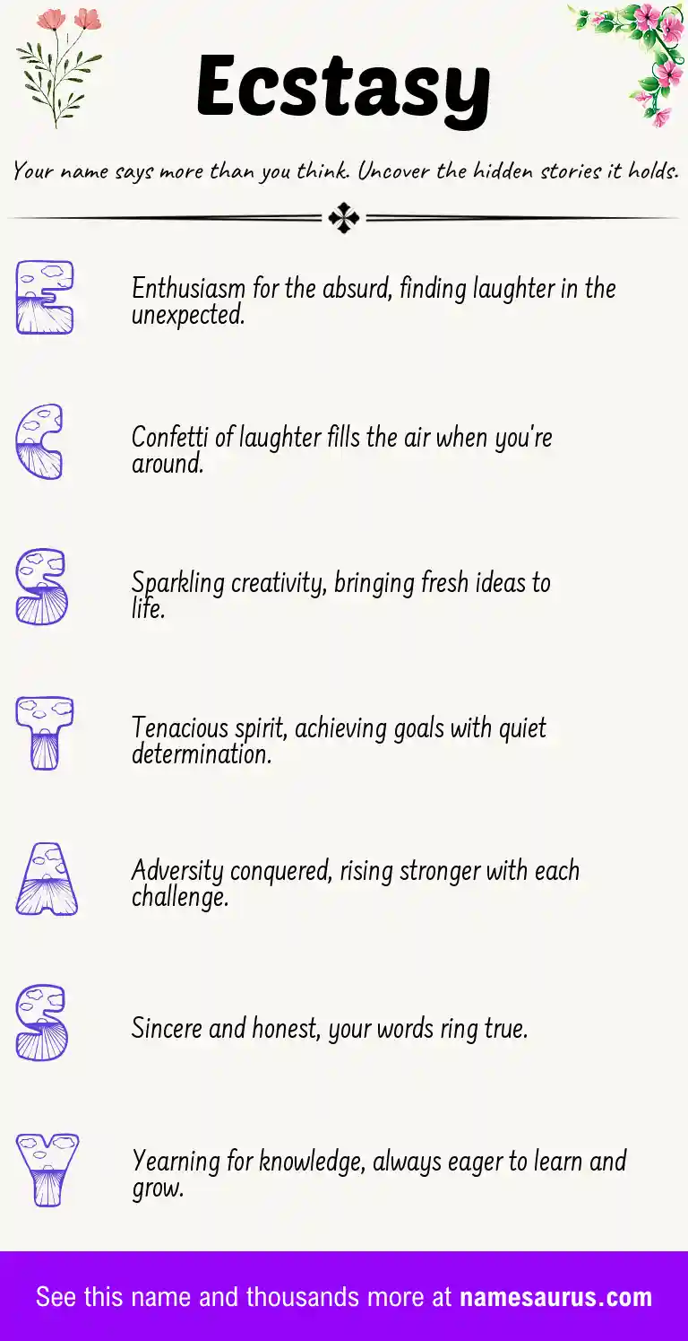 Acrostic poem about Ecstasy.
