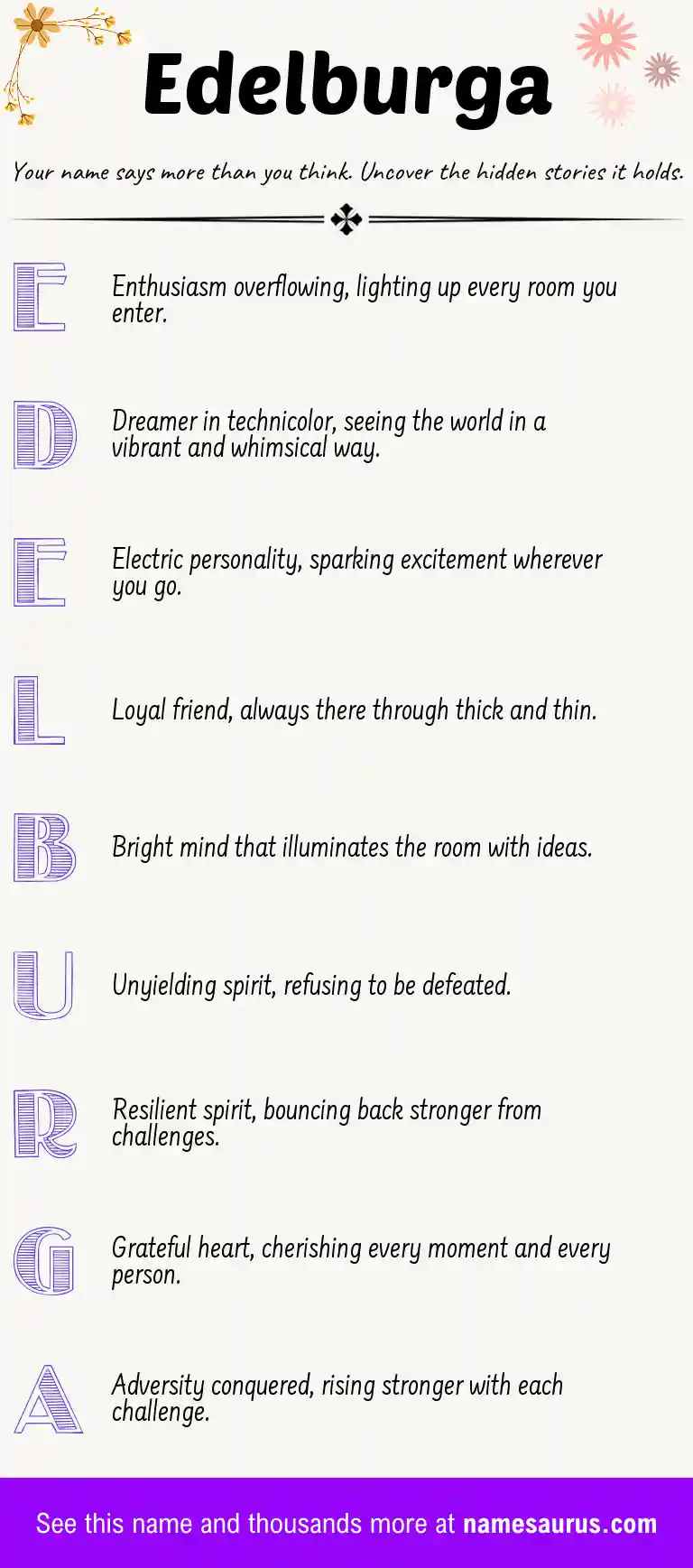 Acrostic poem about Edelburga.