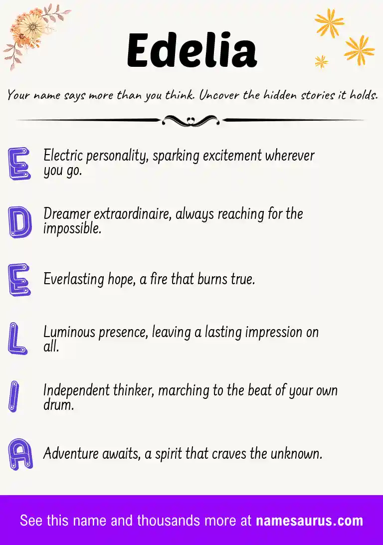 Acrostic poem about Edelia.