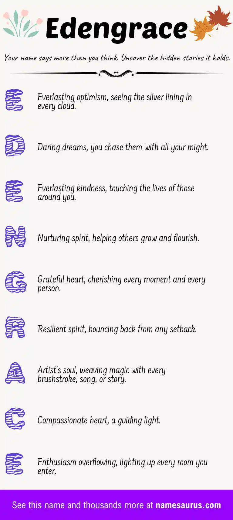Acrostic poem about Edengrace.