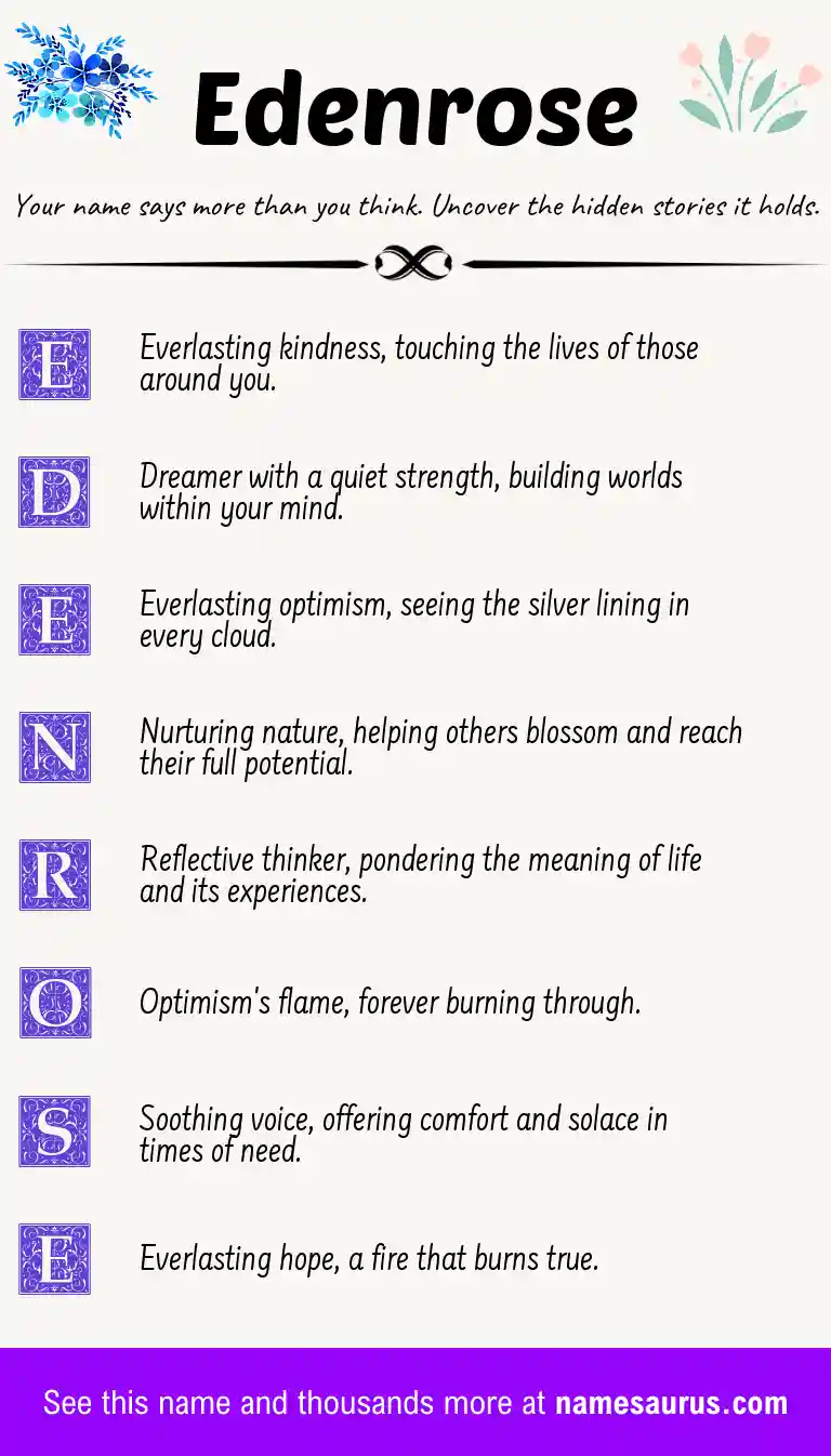 Acrostic poem about Edenrose.