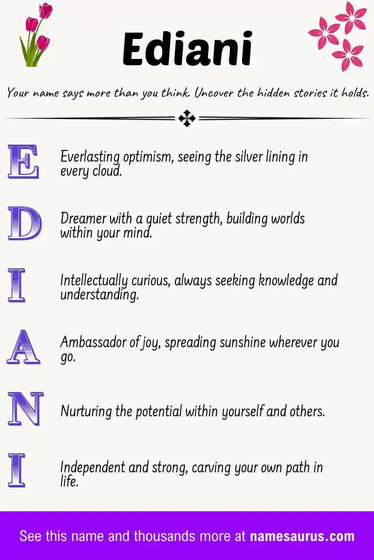 Acrostic poem about Ediani.