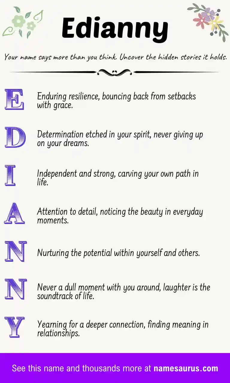 Acrostic poem about Edianny.