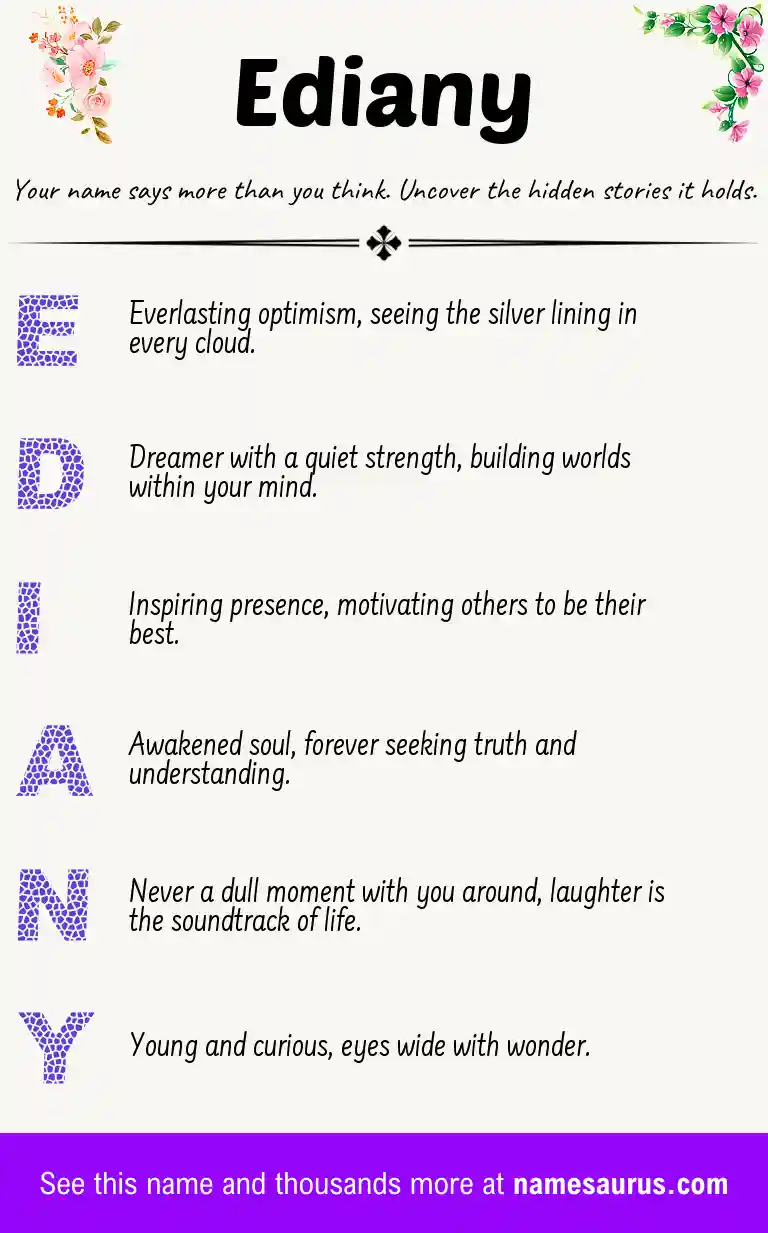 Acrostic poem about Ediany.