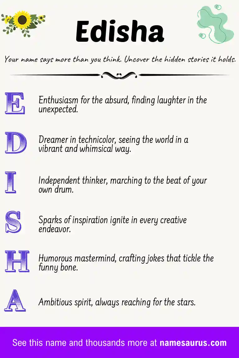 Acrostic poem about Edisha.