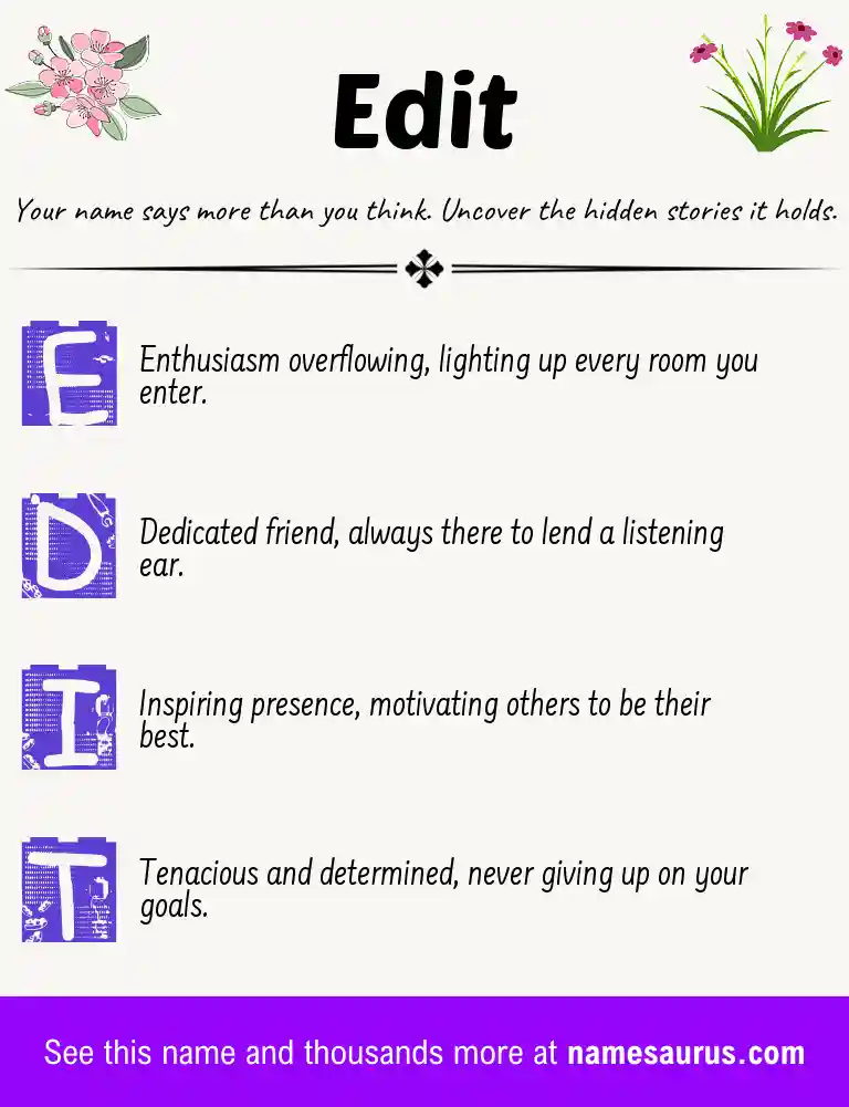 Acrostic poem about Edit.