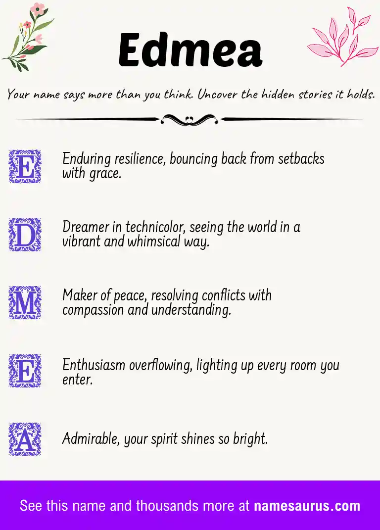 Acrostic poem about Edmea.