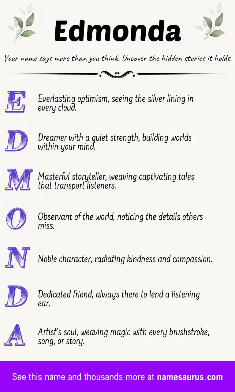 Acrostic poem about Edmonda.