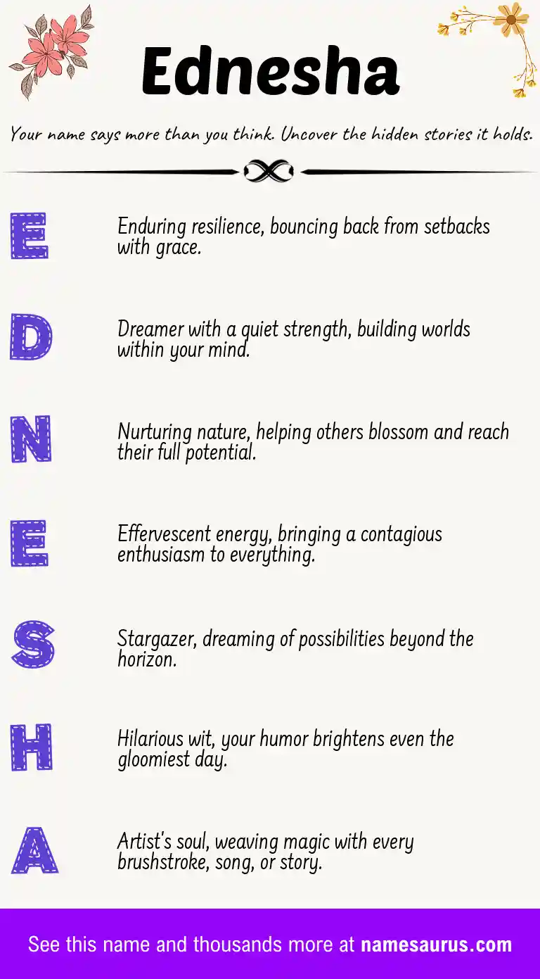 Acrostic poem about Ednesha.