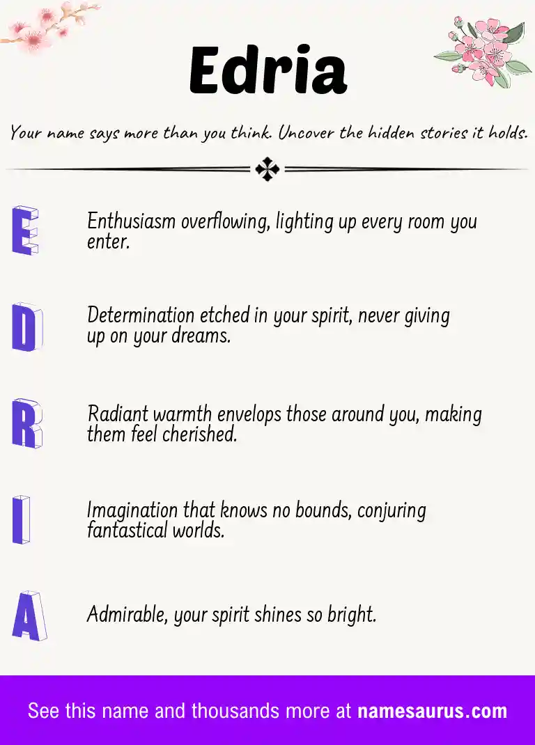 Acrostic poem about Edria.