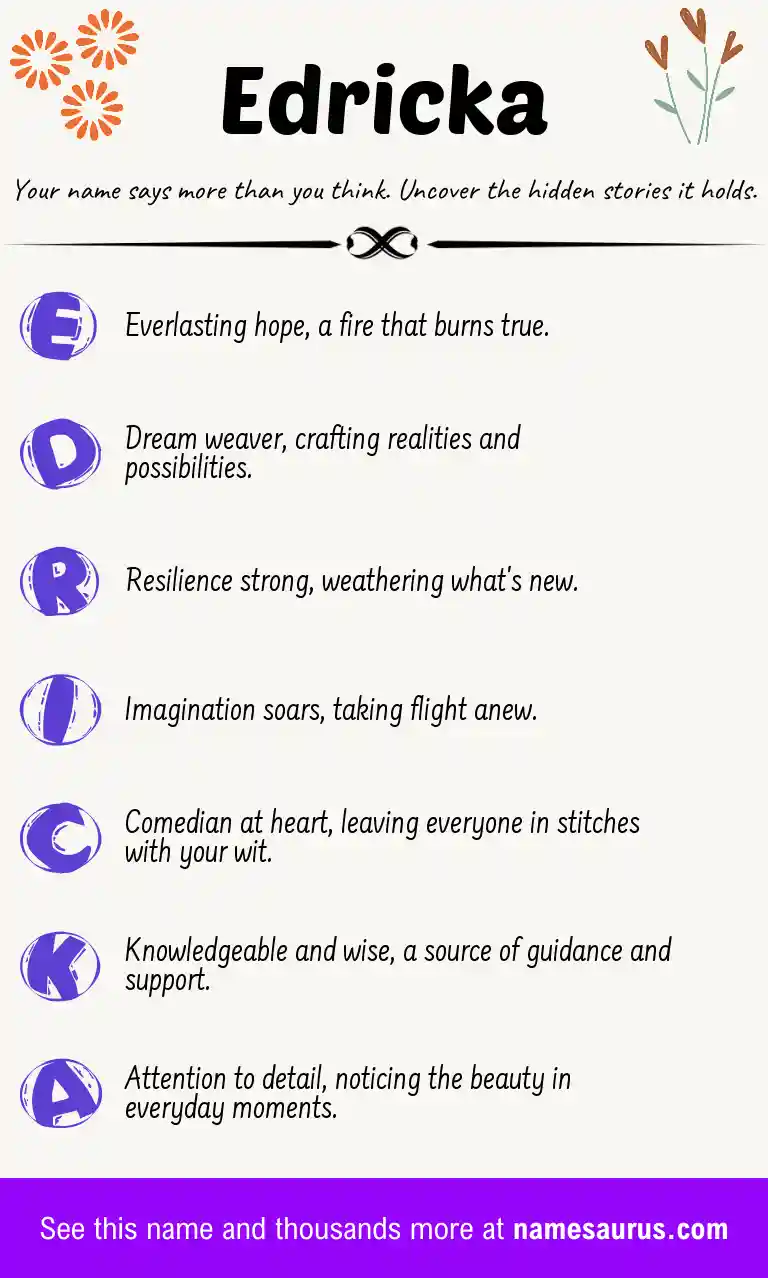 Acrostic poem about Edricka.
