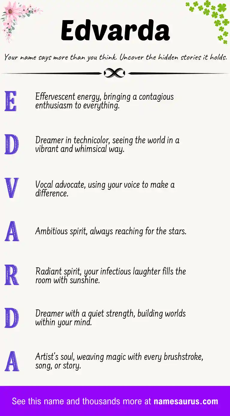 Acrostic poem about Edvarda.