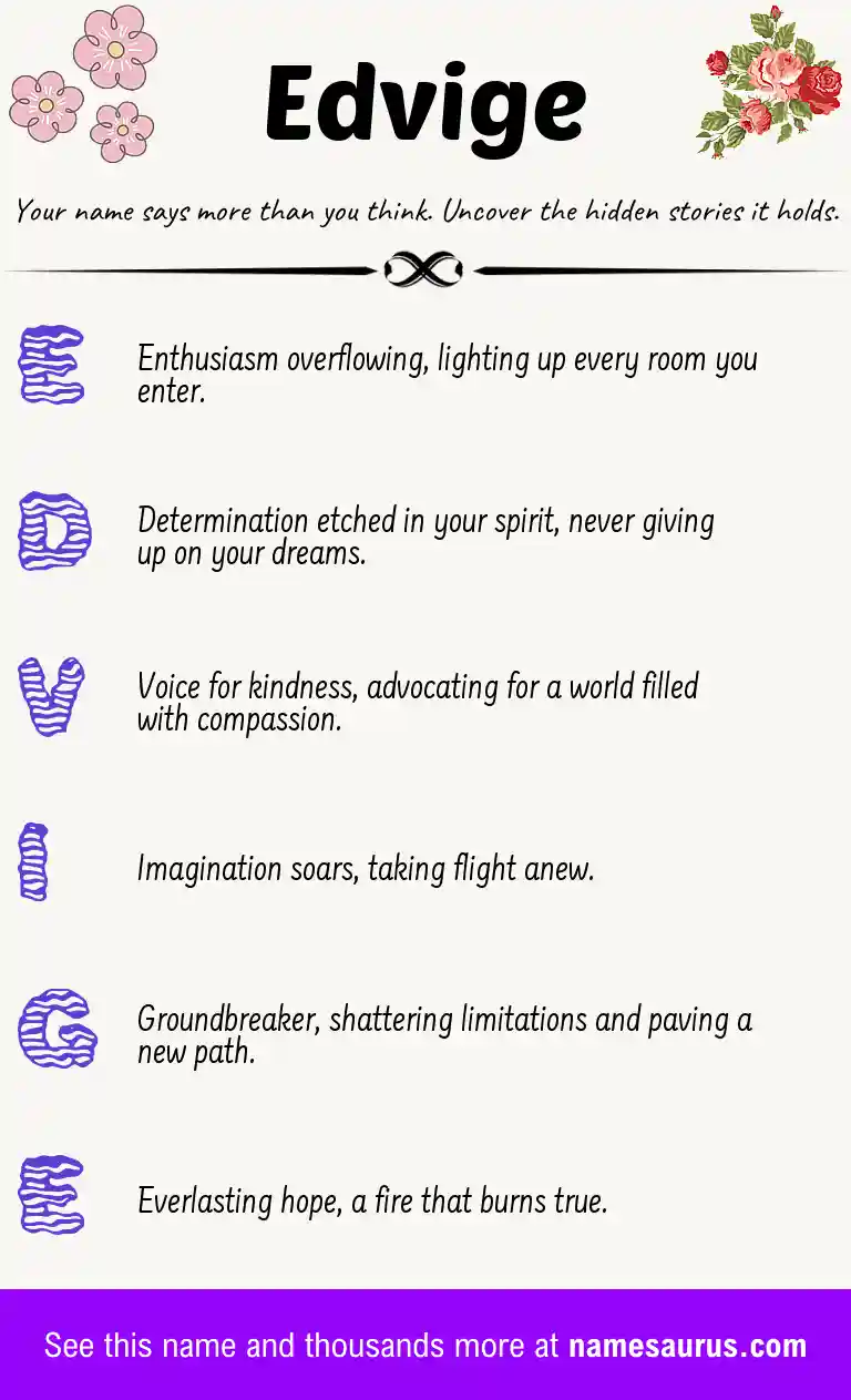 Acrostic poem about Edvige.