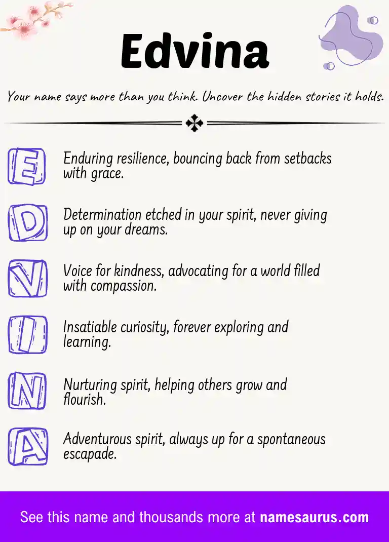 Acrostic poem about Edvina.