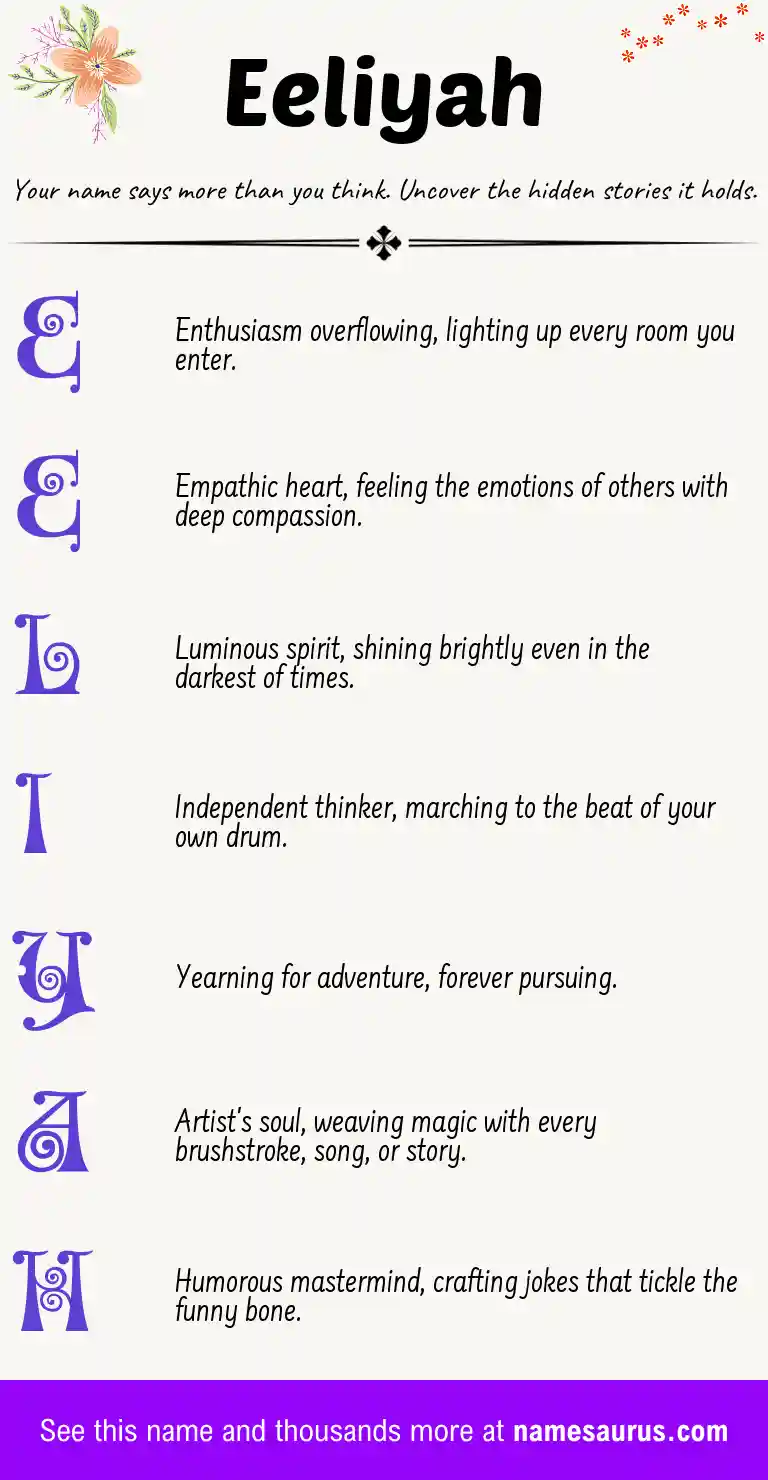 Acrostic poem about Eeliyah.