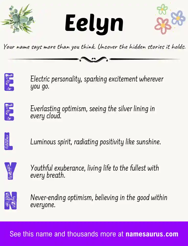 Acrostic poem about Eelyn.