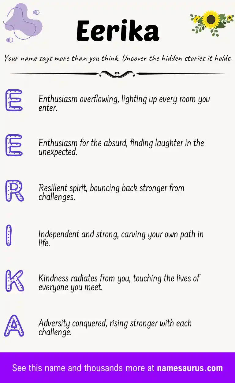 Acrostic poem about Eerika.