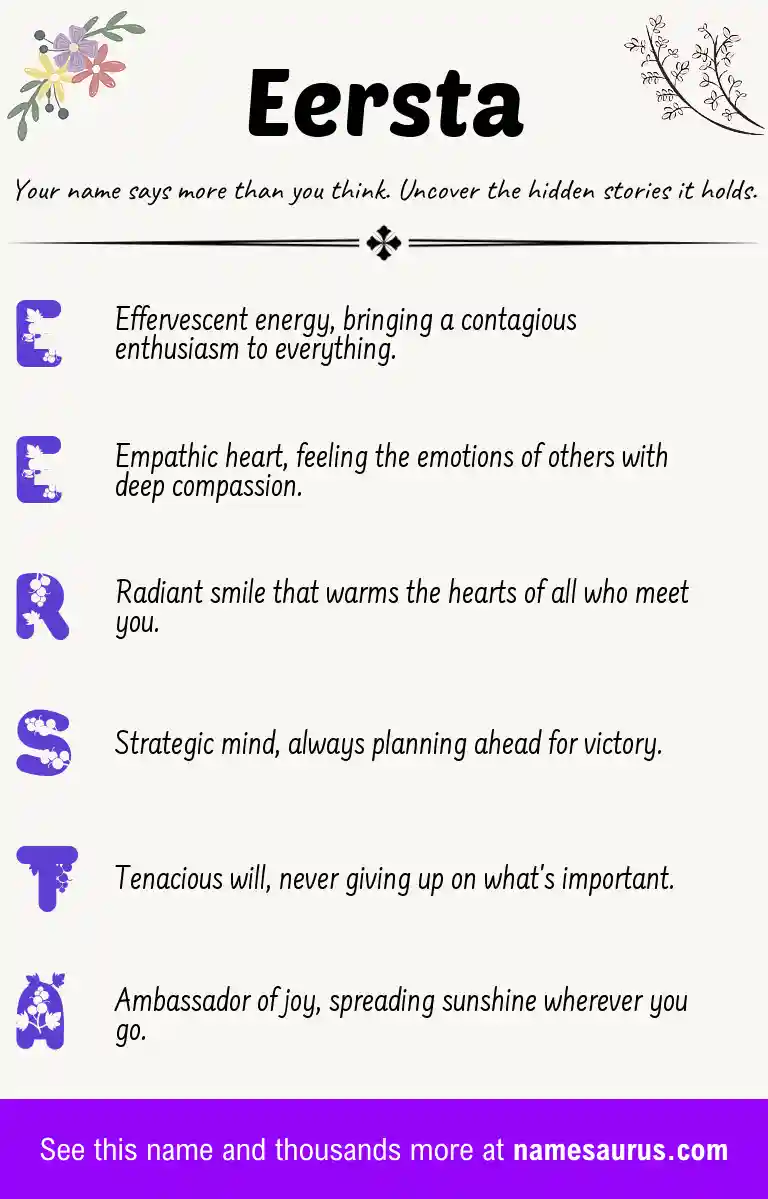 Acrostic poem about Eersta.
