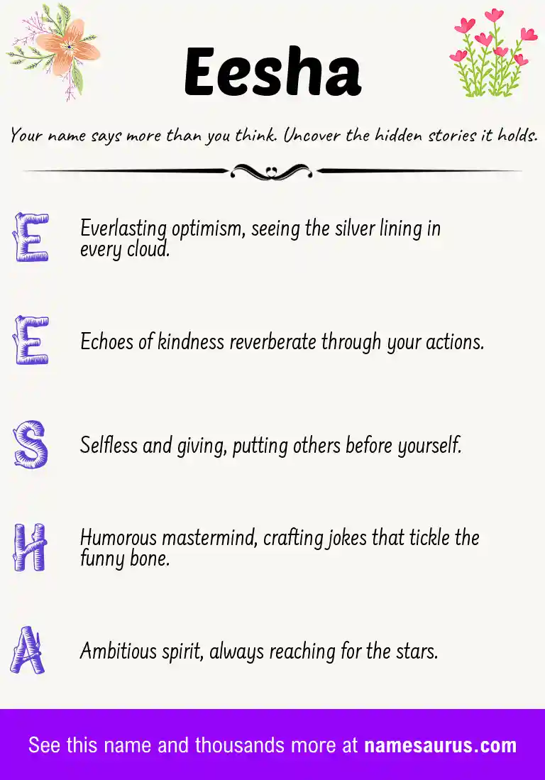 Acrostic poem about Eesha.