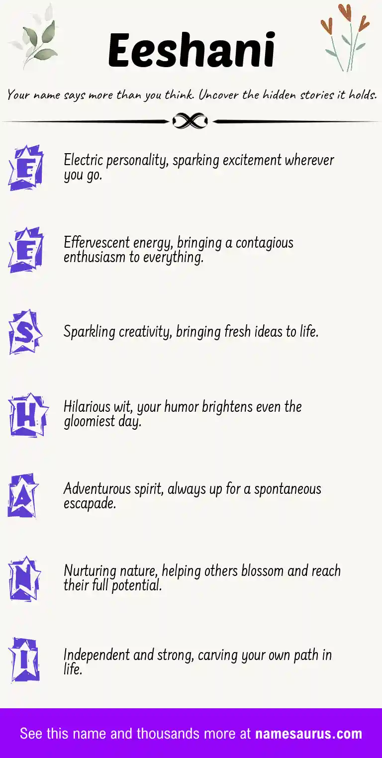 Acrostic poem about Eeshani.