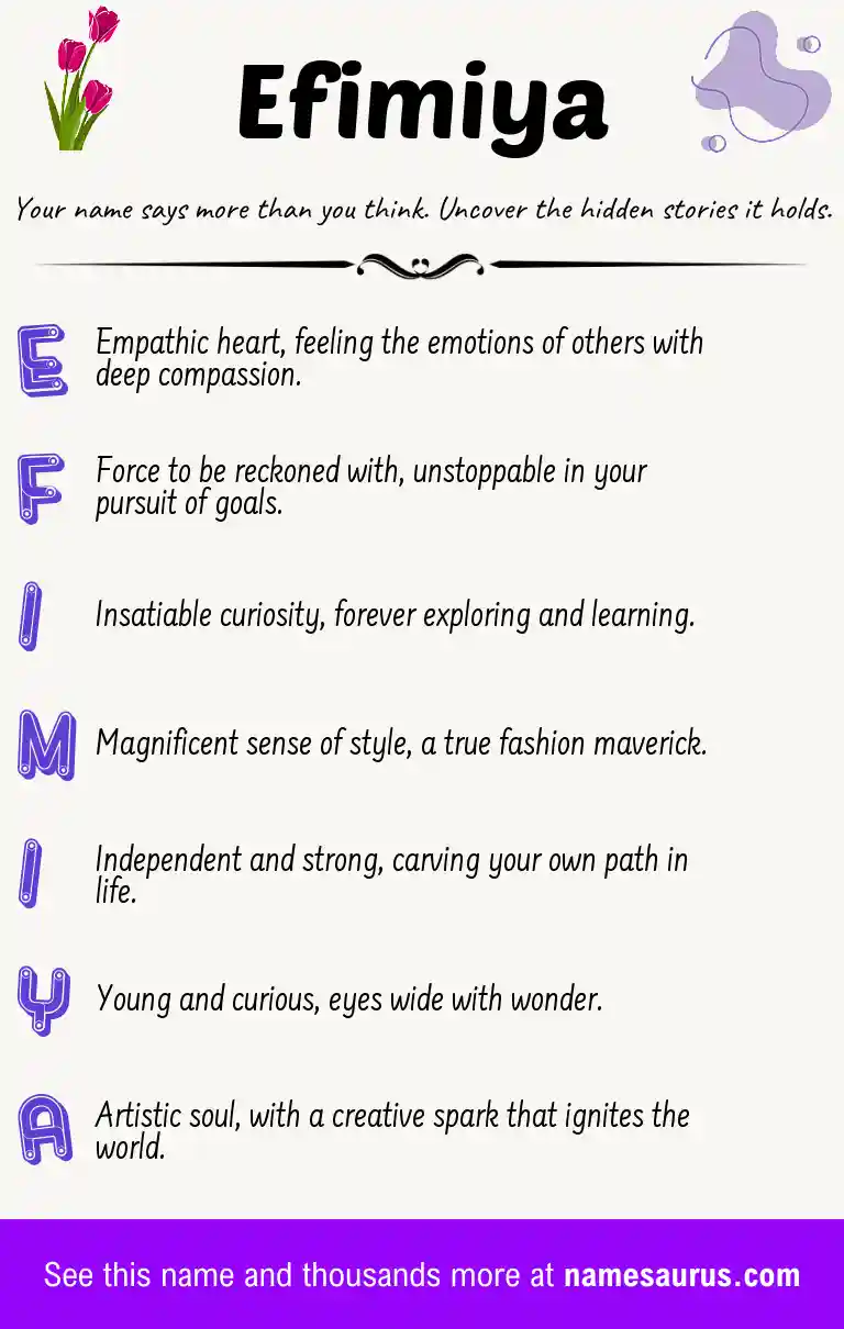 Acrostic poem about Efimiya.