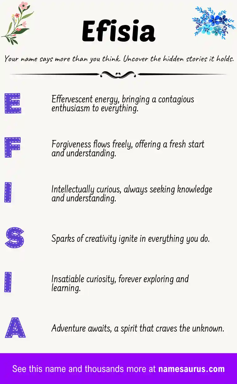 Acrostic poem about Efisia.