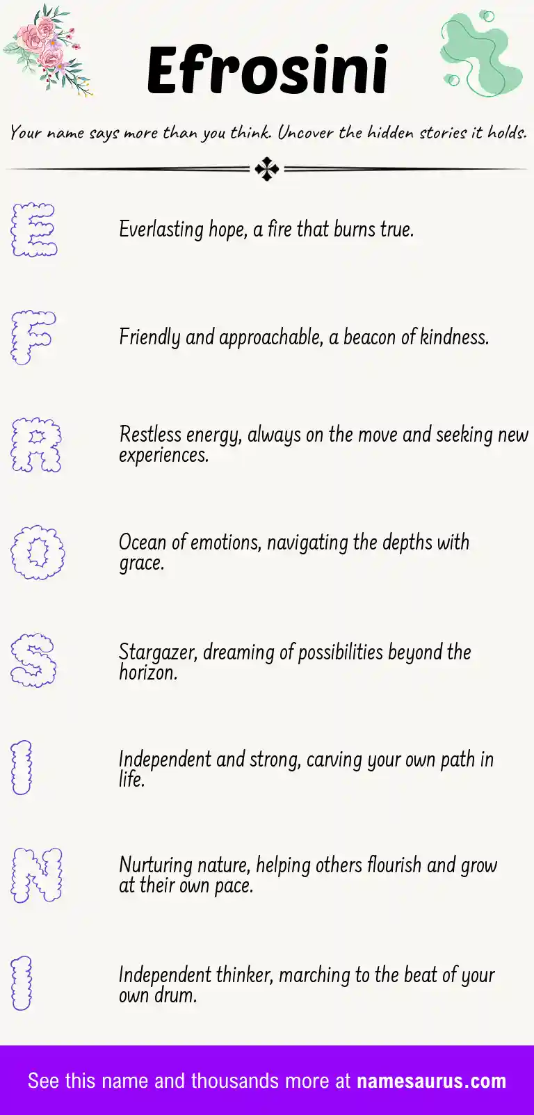 Acrostic poem about Efrosini.