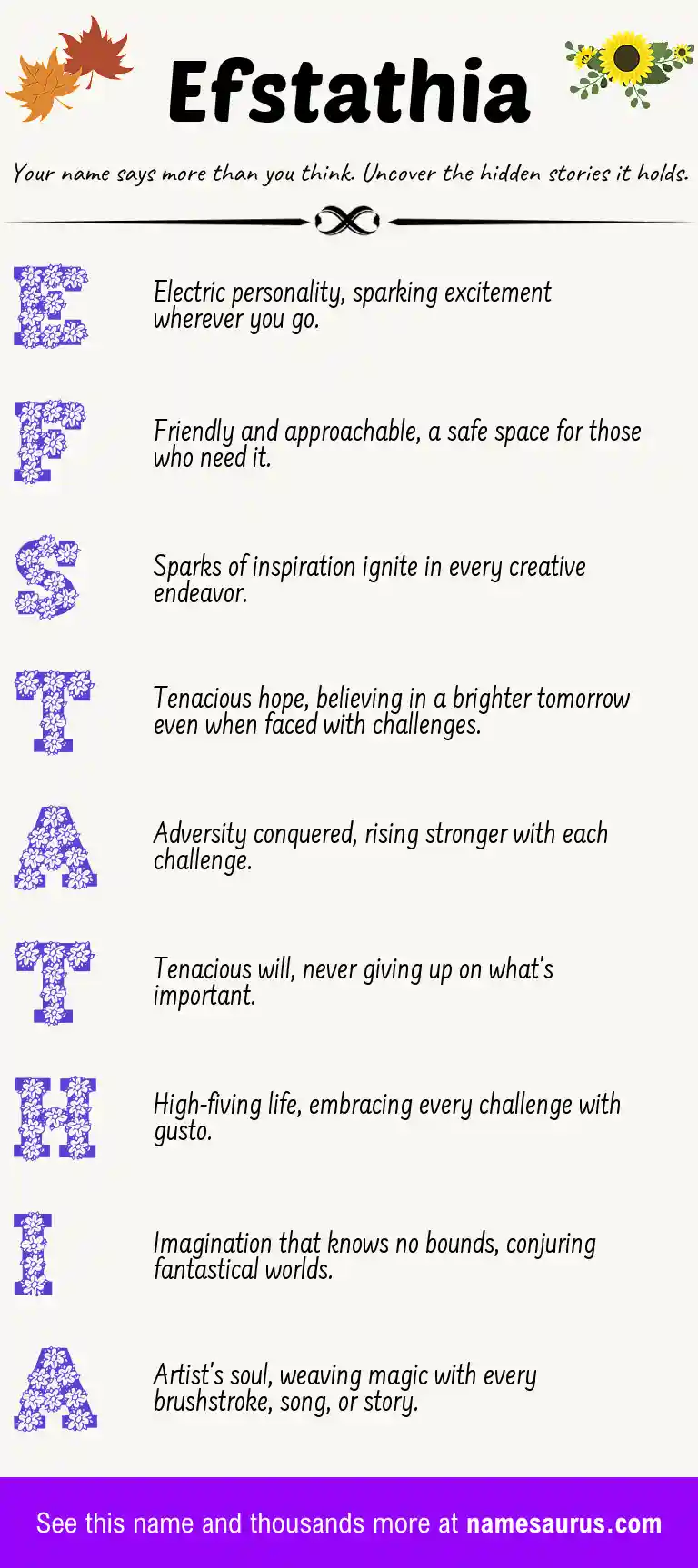 Acrostic poem about Efstathia.