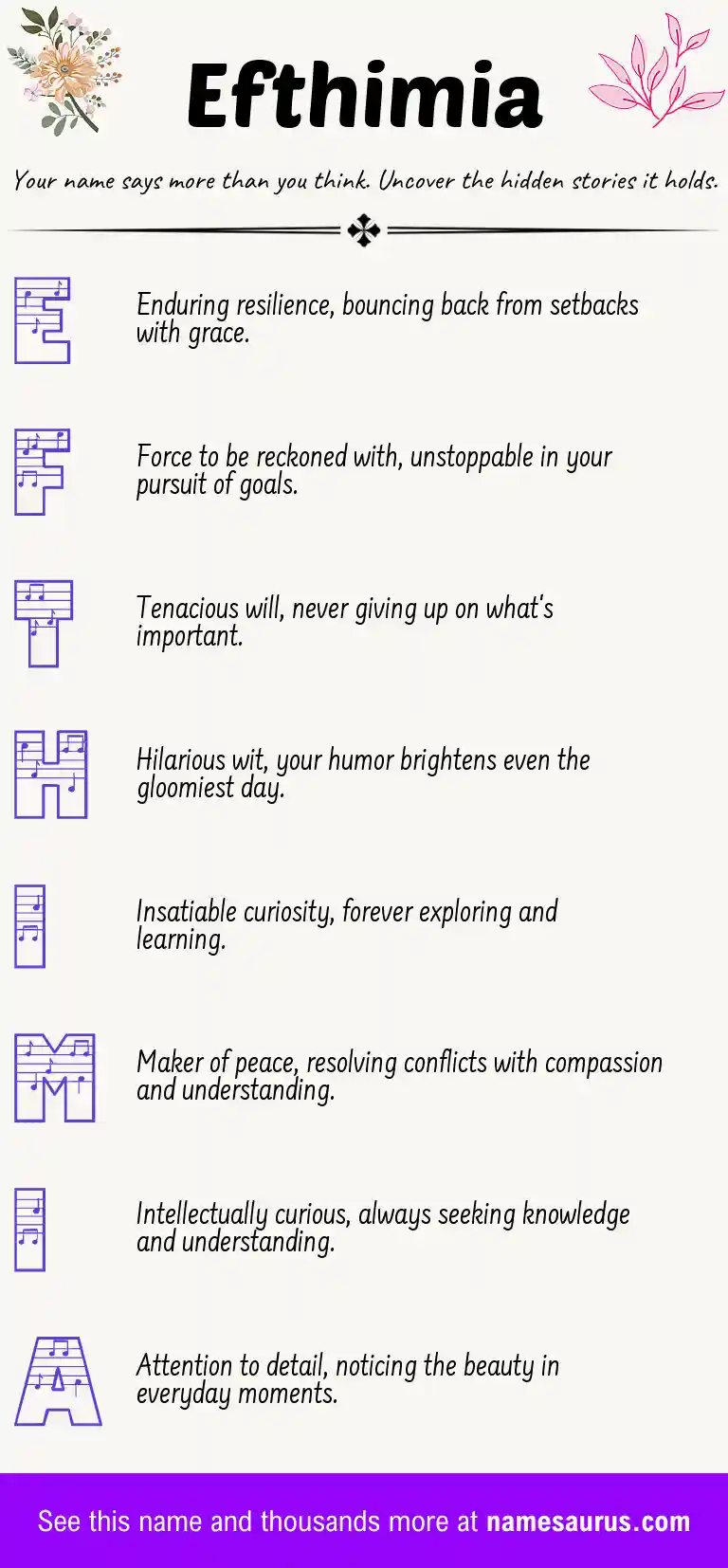 Acrostic poem about Efthimia.