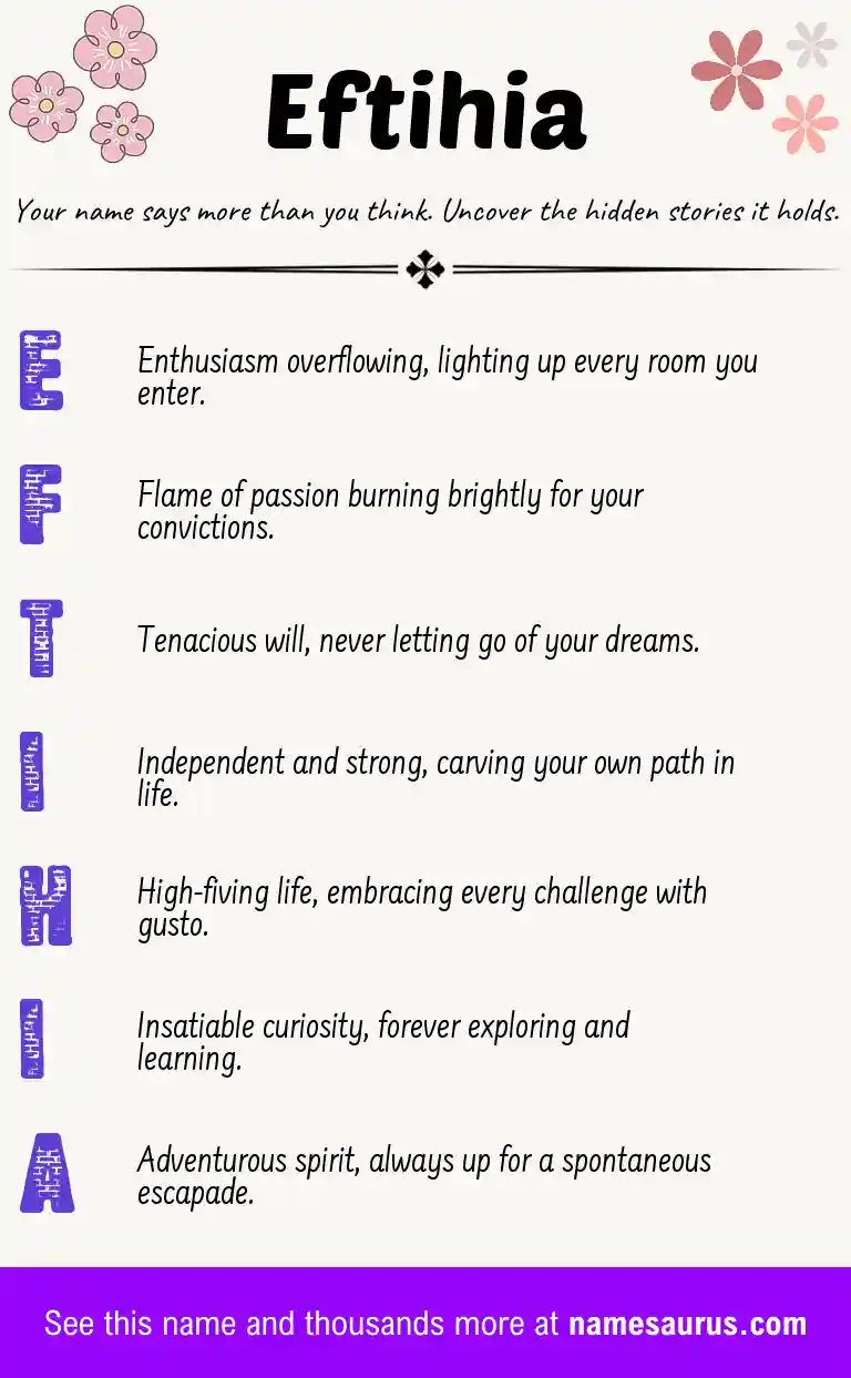 Acrostic poem about Eftihia.