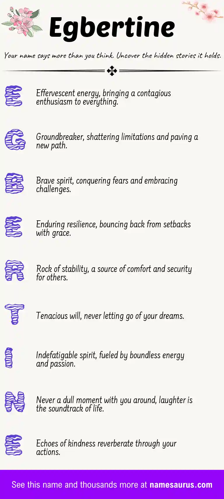 Acrostic poem about Egbertine.