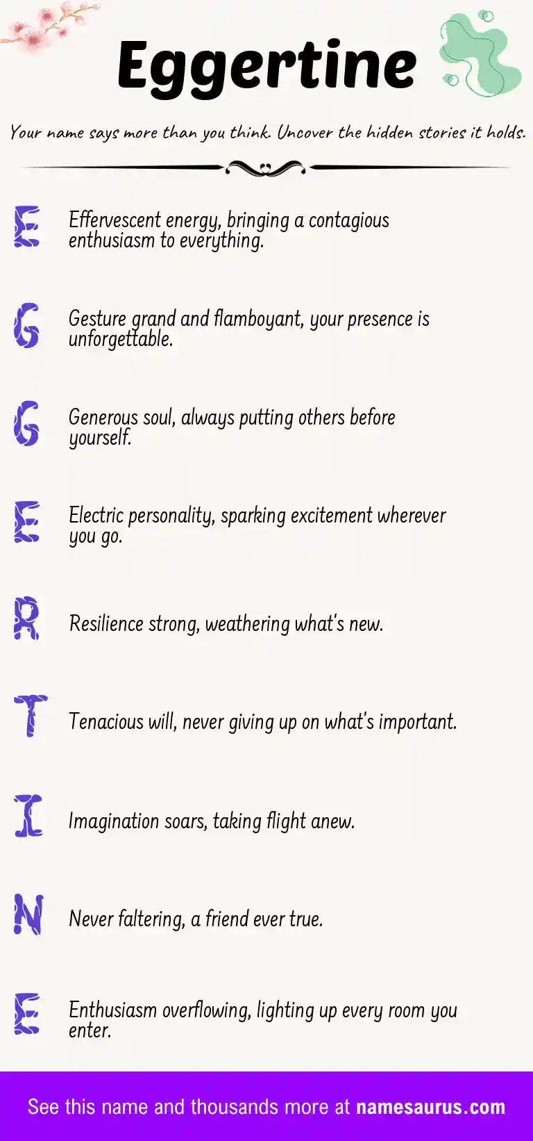 Acrostic poem about Eggertine.